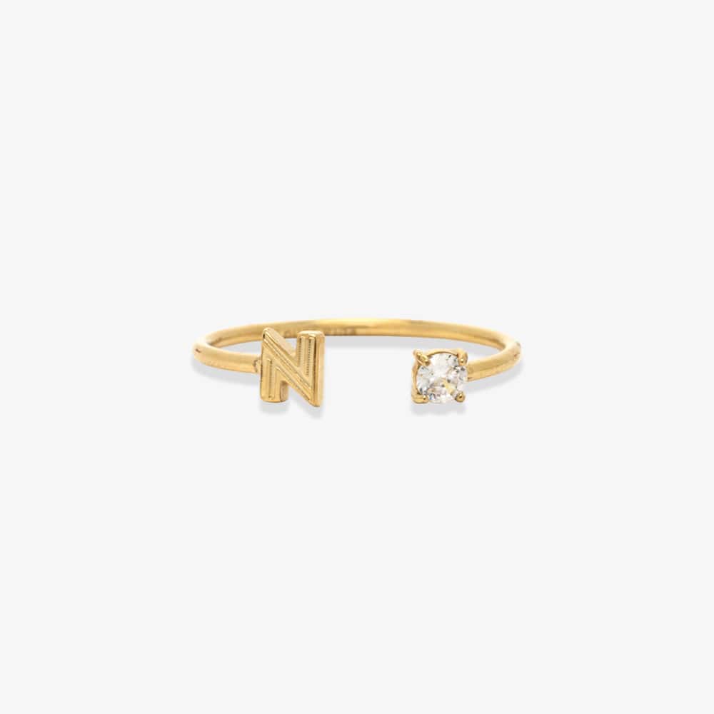 Initial Stone Open Ring